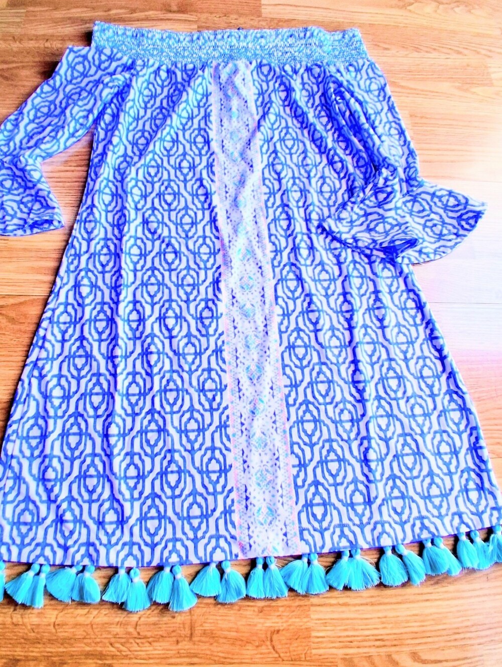 NWT Ladies Dress By Cabana Life Blue, White Sz M